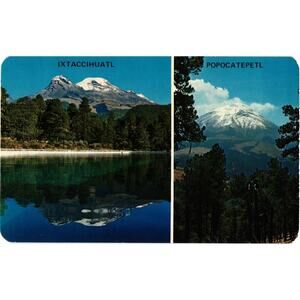 Majestic Snow-Covered Volcanoes IXTACCIHUATL AND POPOCATEPETL Mexico Postcard